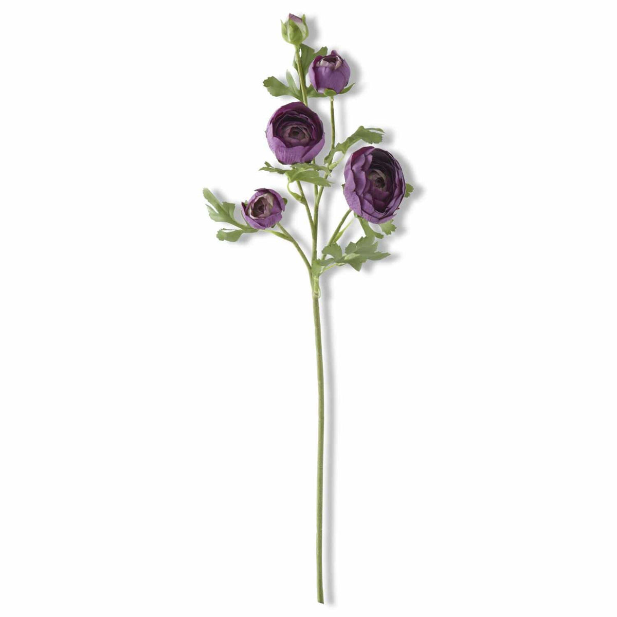 Dark Purple Real Touch Ranunculus Stem 24.5" - Single Stem Artificial Flower