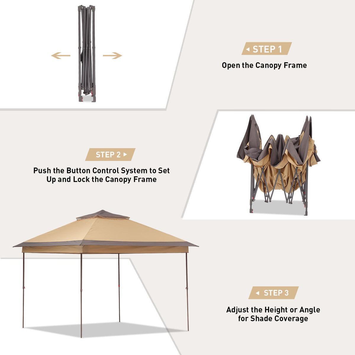 Ainfox 11ft x 11ft Heavy Duty Pop Up Gazebo Outdoor Canopy Shelter Instant Patio Gazebo Sun Shade Canopy Tent for Lawn Garden Backyard Deck