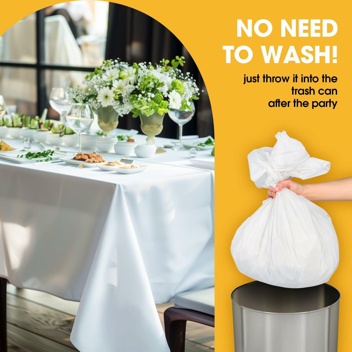 Niuara White Plastic Table Cloth 54x108in Rectangle 4 Pack Waterproof