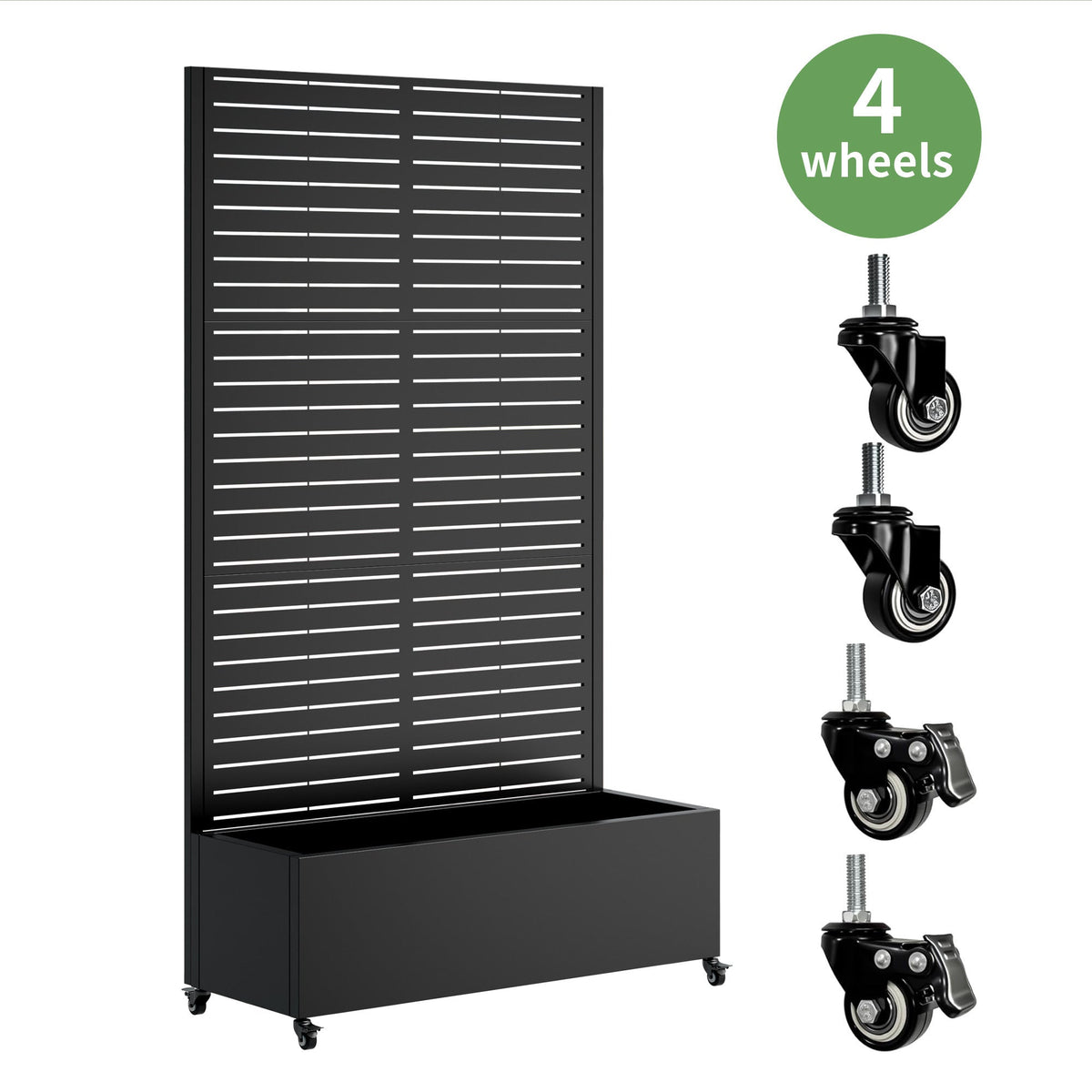 Metal Planter Box with Trellis - Raised Garden Bed with Wheels
