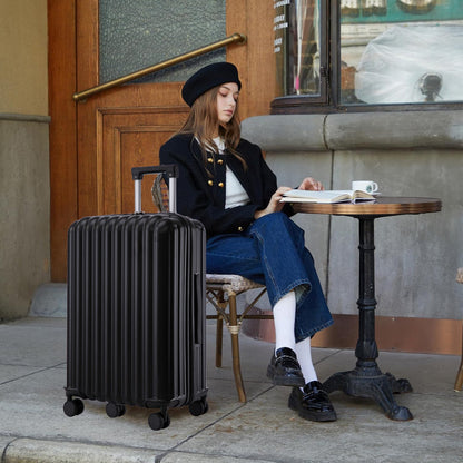 3 Piece ABS Spinner Wheel Luggage Set in Black