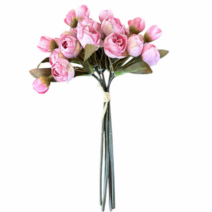 Pink Mini Ranunculus Bud Bundle 10.5" - 5 Stems Artificial Flower