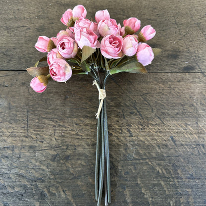 Pink Mini Ranunculus Bud Bundle 10.5" - 5 Stems Artificial Flower