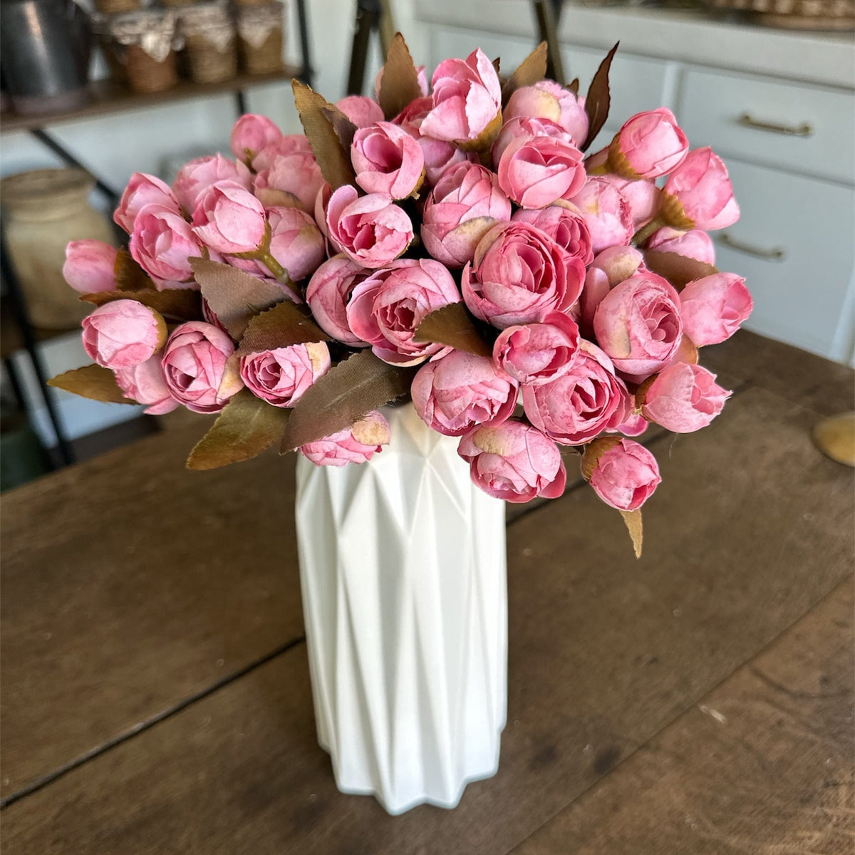 Pink Mini Ranunculus Bud Bundle 10.5" - 5 Stems Artificial Flower