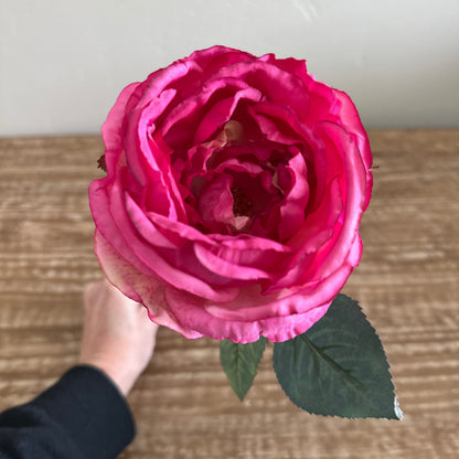 Dark Pink Rose Stem 13" - Artificial Flower