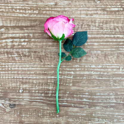 Dark Pink Rose Stem 13" - Artificial Flower