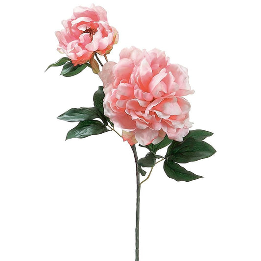 Pink Peony Spray with Bud 19.5" - Artificial Flower Stem