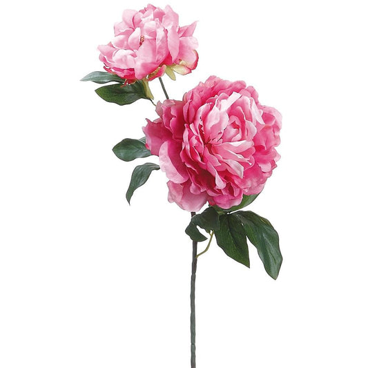 Two Tone Cerise Peony Spray with Bud 19.5" - Artificial Flower Stem