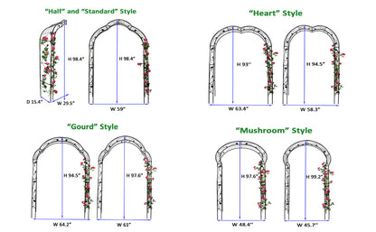 Metal Garden Arch with 8 Styles for Climbing Plants