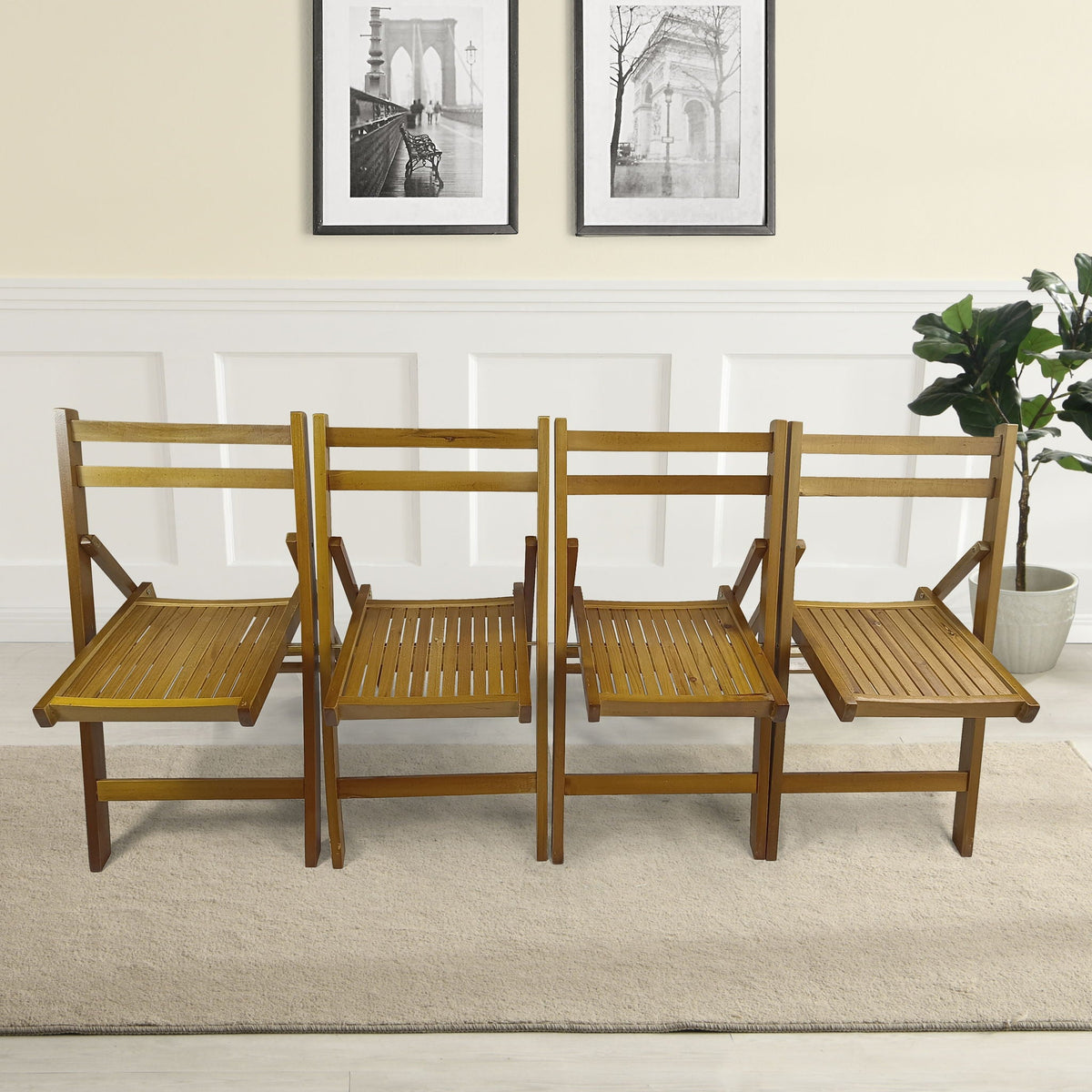 Foldable Solid Wood Special Event Chair Set - Set of 4 (Multiple Colors)