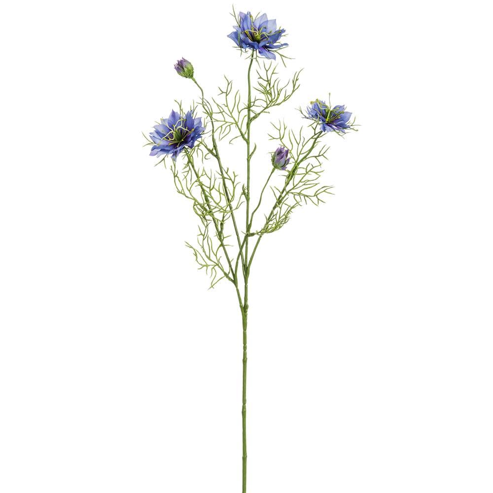 Blue & Pink Nigella Spray 29" - Single Stem Artificial Flower