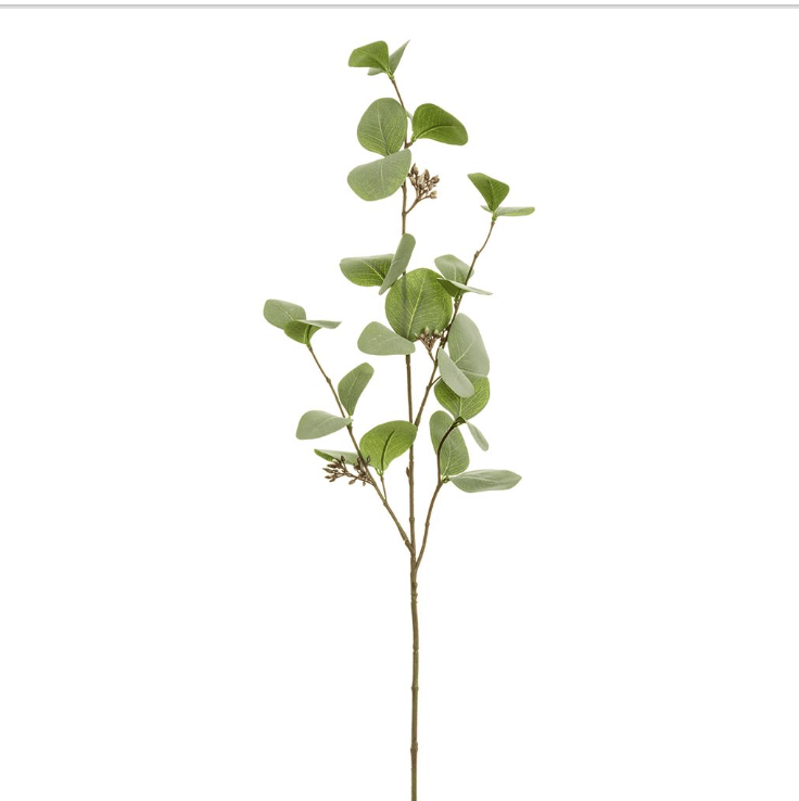 Green & Gray Eucalyptus Leaf Spray 30" - Single Stem Artificial Greenery