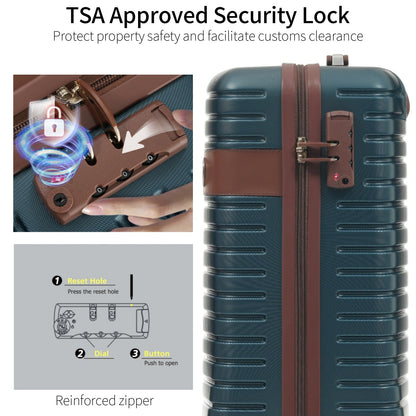 3 Piece Carry-On Luggage Set - Lightweight Hardshell ABS Suitcases