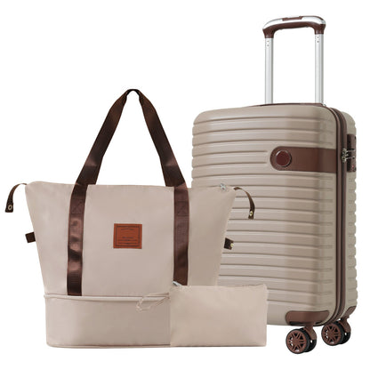 3 Piece Carry-On Luggage Set - Khaki