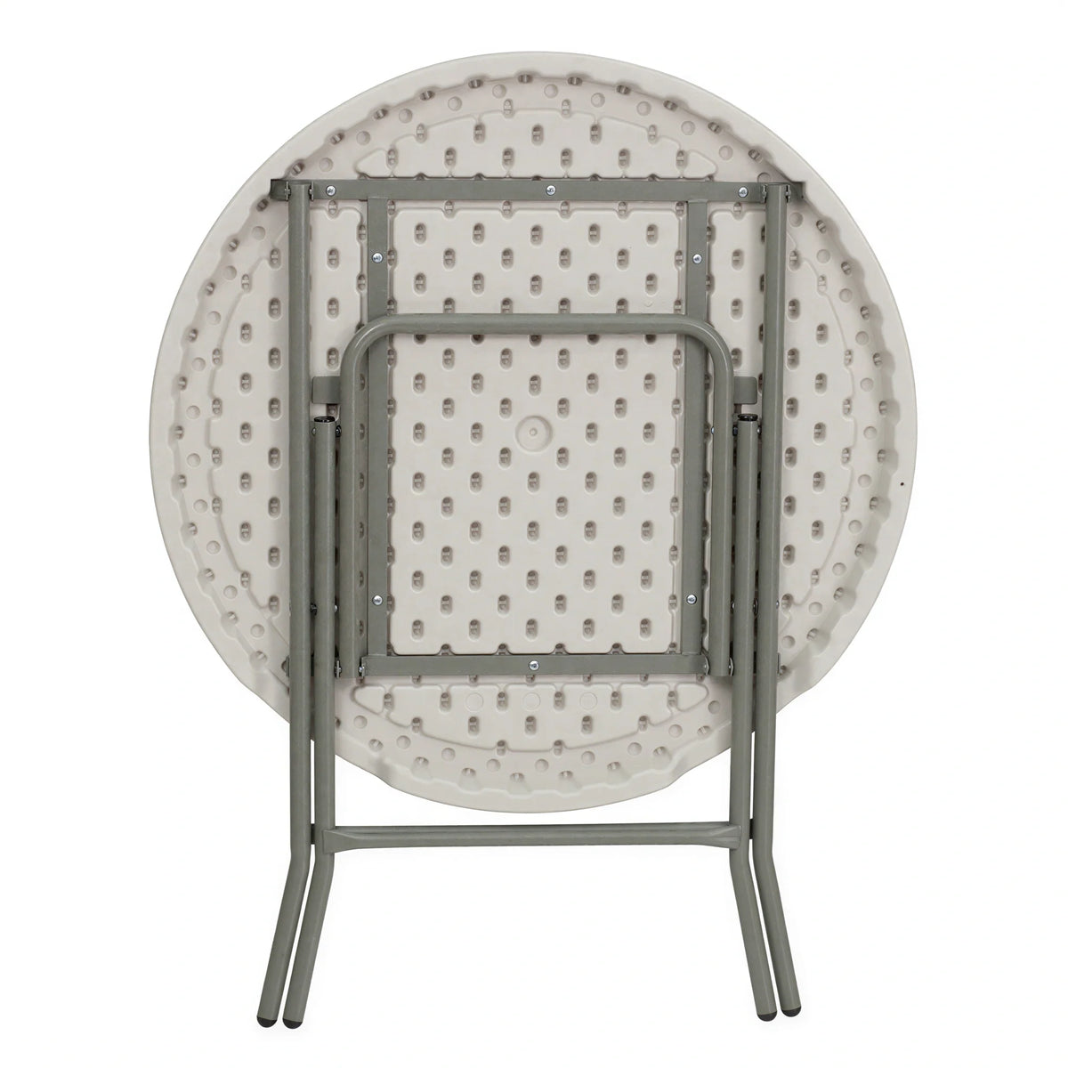 Flash Furniture RB-32R-GW-GG Round Folding Table, 31-1/2" Diameter, Granite White Molded Plastic Top, Gray Powder-Coated Legs