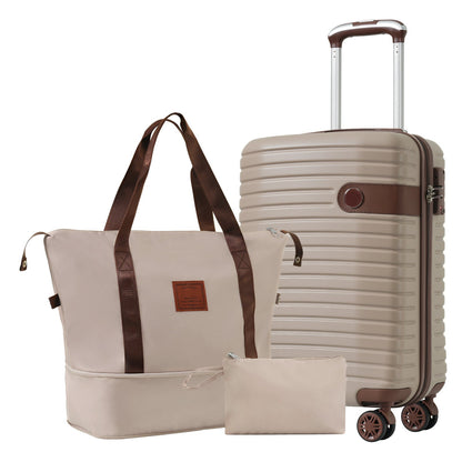 3 Piece Carry-On Luggage Set - Khaki