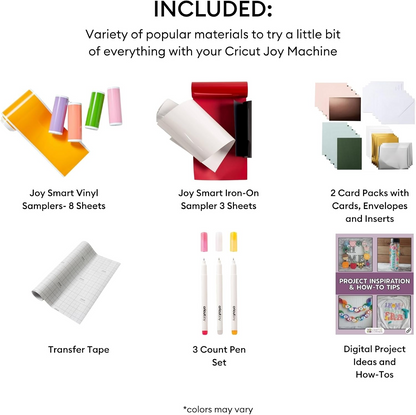 Cricut Deluxe Educational Craft & Creative Learning Sampler Kit – 40+ Piece Vinyl, HTV, Card & Pen Bundle for Cricut Joy Machines