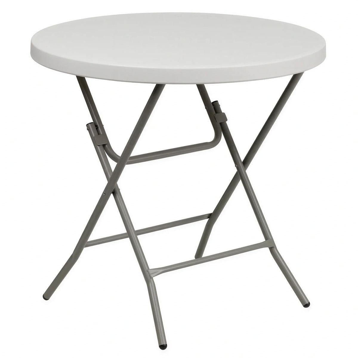 Flash Furniture RB-32R-GW-GG Round Folding Table, 31-1/2" Diameter, Granite White Molded Plastic Top, Gray Powder-Coated Legs