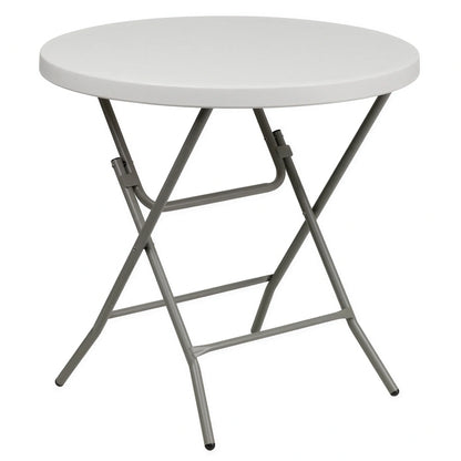 Flash Furniture RB-32R-GW-GG Round Folding Table, 31-1/2" Diameter, Granite White Molded Plastic Top, Gray Powder-Coated Legs