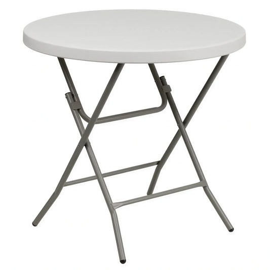 Flash Furniture RB-32R-GW-GG Round Folding Table, 31-1/2" Diameter, Granite White Molded Plastic Top, Gray Powder-Coated Legs