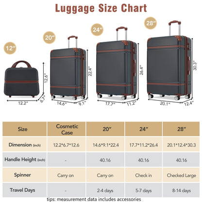 Hardshell Luggage Sets - 4 Pieces with TSA Lock