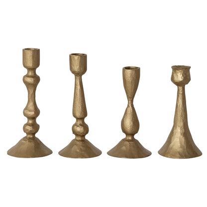 Hand-Forged Metal Taper Candle Holder - Antique Gold | 4 Styles | Fits 1/2" Taper