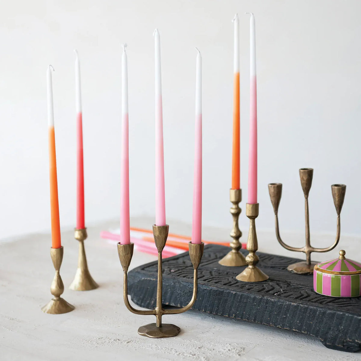 Hand-Forged Metal Taper Candle Holder - Antique Gold | 4 Styles | Fits 1/2" Taper