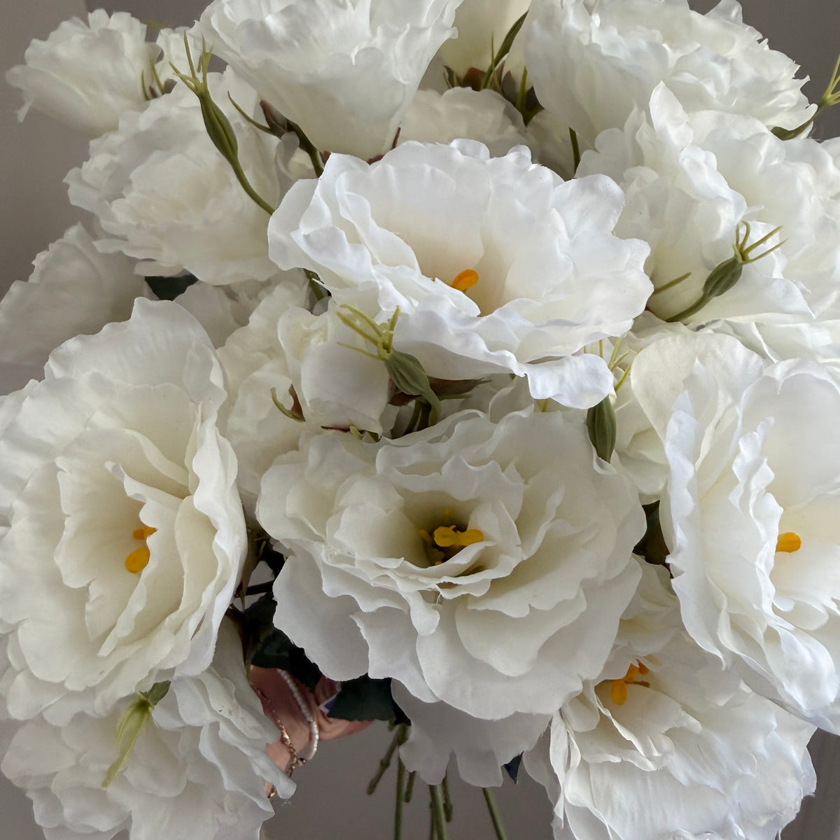 White Lisianthus Spray | 21" Faux Floral Stem | Artificial Flower