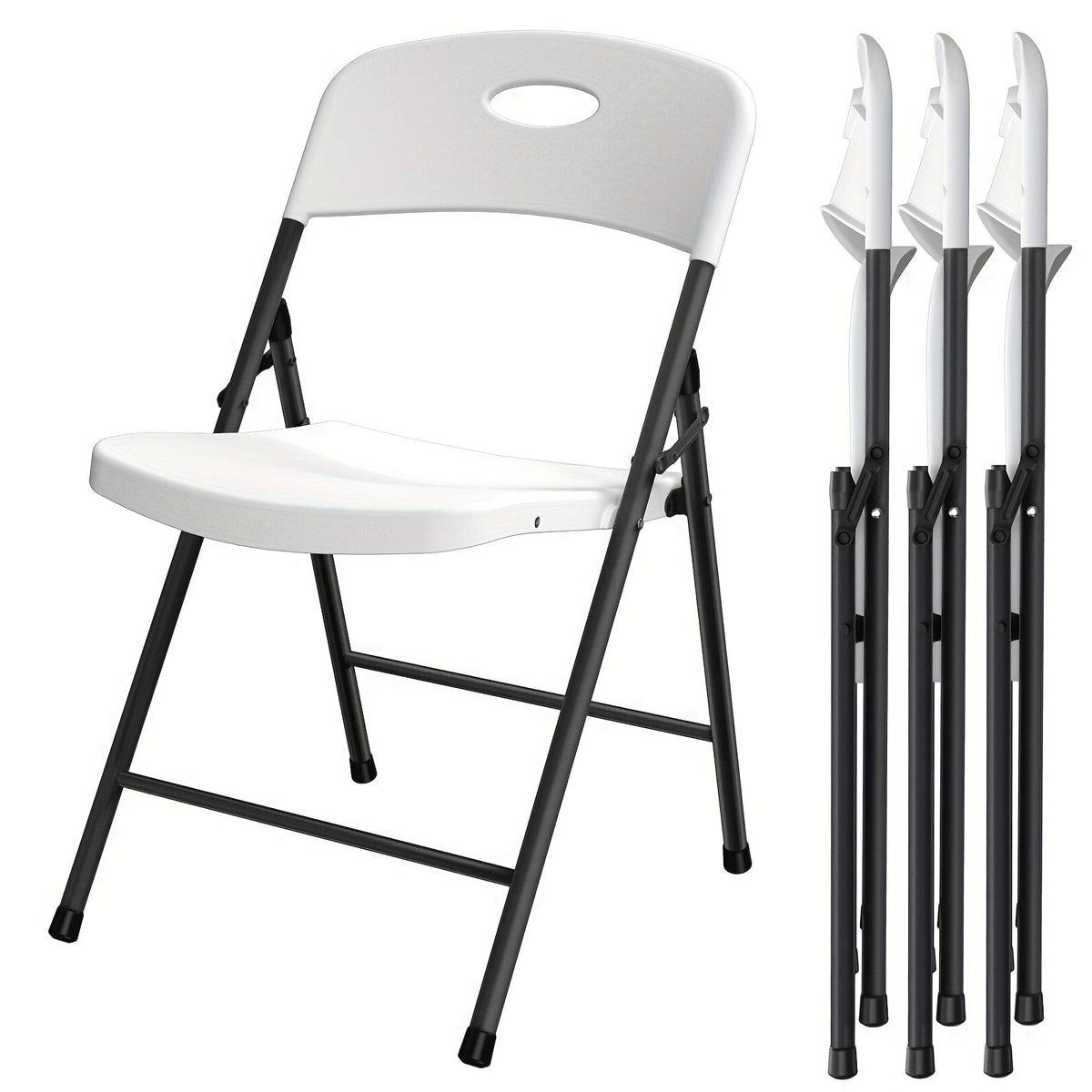 2/4/6 Pack White Plastic Folding Chairs Heavy Duty Metal Frame Indoor Outdoor