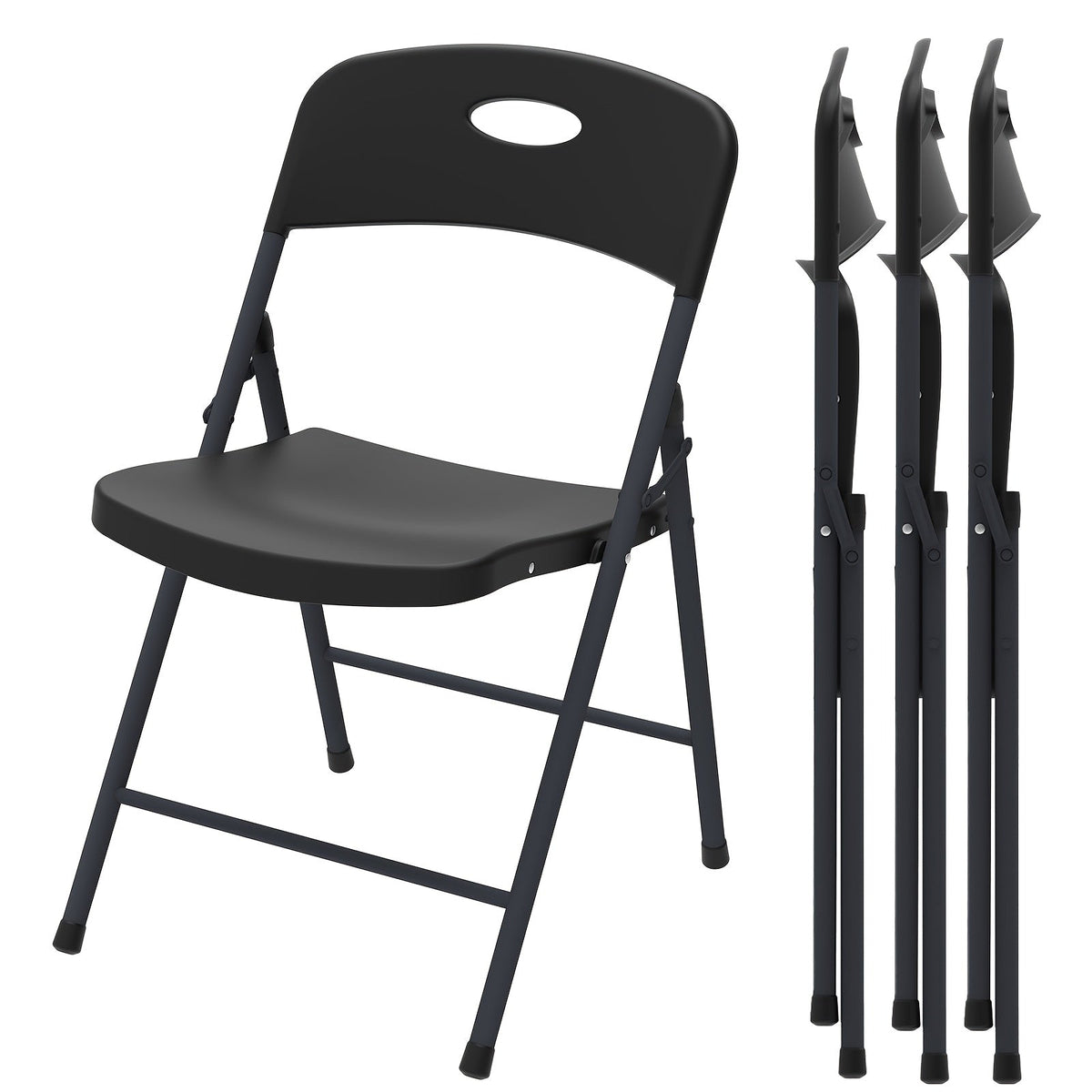 2/4/6 Pack White Plastic Folding Chairs Heavy Duty Metal Frame Indoor Outdoor
