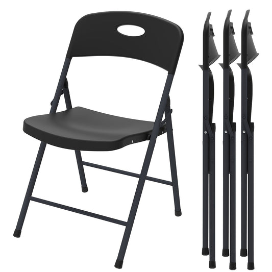 2/4/6 Pack White Plastic Folding Chairs Heavy Duty Metal Frame Indoor Outdoor
