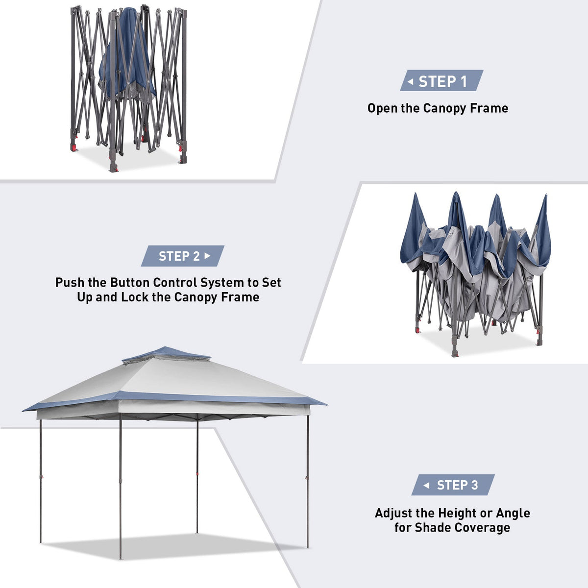 Ainfox 11ft x 11ft Heavy Duty Pop Up Gazebo Outdoor Canopy Shelter Instant Patio Gazebo Sun Shade Canopy Tent for Lawn Garden Backyard Deck