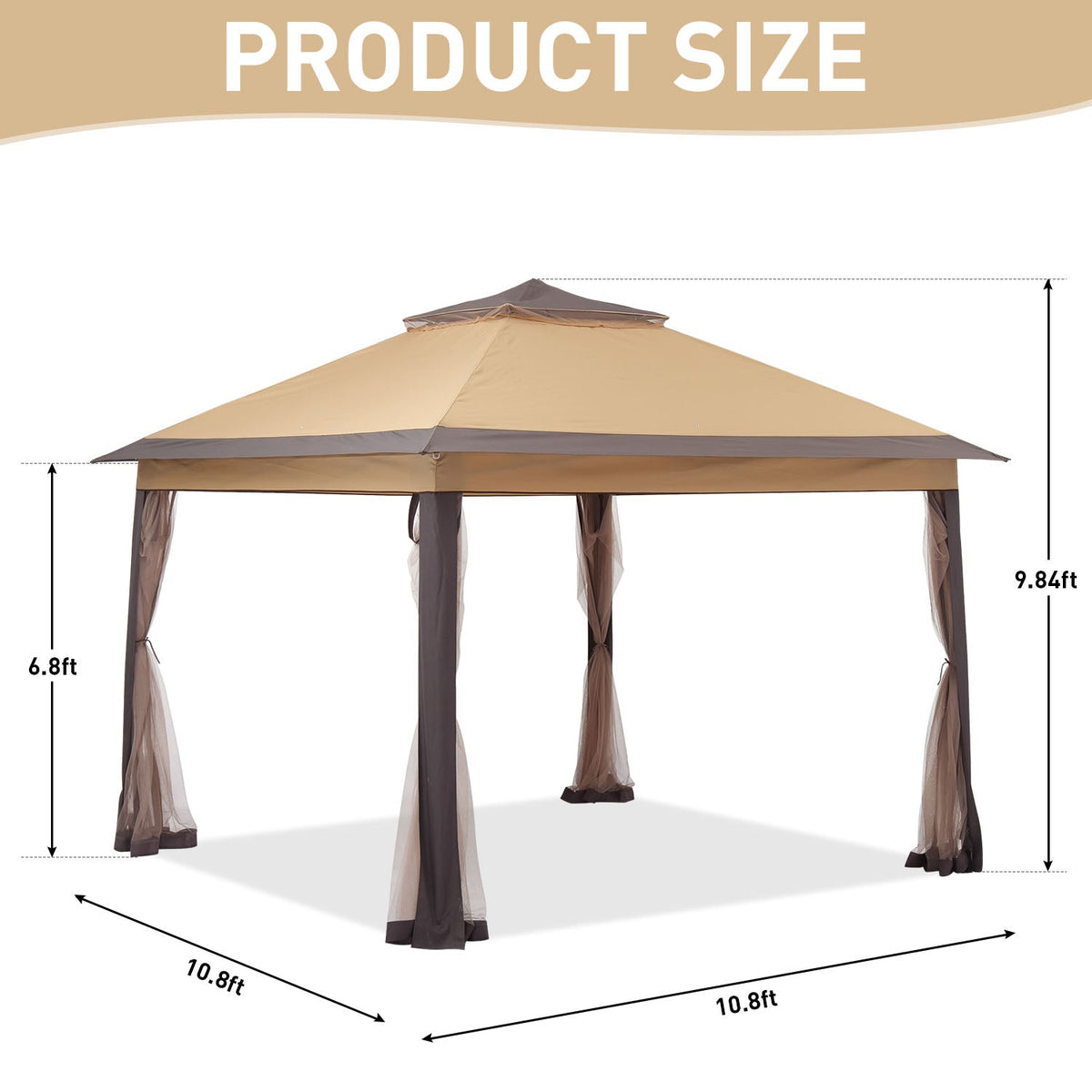 Ainfox 11ft x 11ft Heavy Duty Pop Up Gazebo Outdoor Canopy Shelter Instant Patio Gazebo Sun Shade Canopy Tent for Lawn Garden Backyard Deck