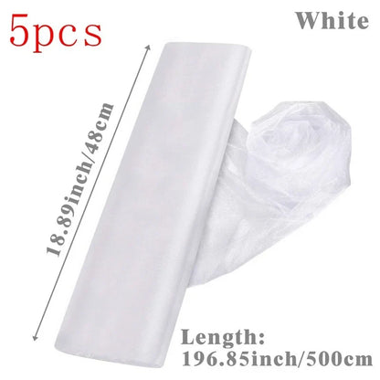 White Wedding Decoration Tulle Roll Crystal Organza Sheer Fabric For Wedding Birthday Party Backdrop Weeding Chair Sashes Decor