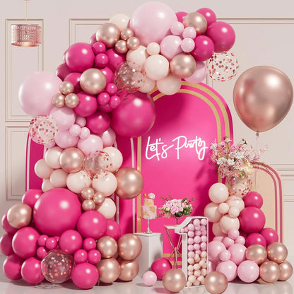 Pink Red Balloon Garland Arch Kit Happy Birthday Party Decoration Kids Wedding Birthday Balloon Latex Baloon Baby Shower Decor