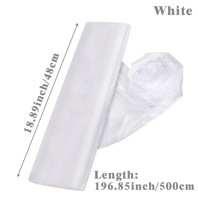White Wedding Decoration Tulle Roll Crystal Organza Sheer Fabric For Wedding Birthday Party Backdrop Weeding Chair Sashes Decor
