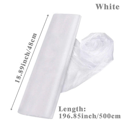White Wedding Decoration Tulle Roll Crystal Organza Sheer Fabric For Wedding Birthday Party Backdrop Weeding Chair Sashes Decor