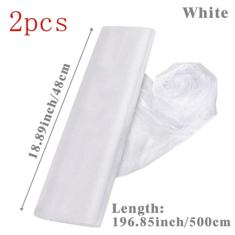 White Wedding Decoration Tulle Roll Crystal Organza Sheer Fabric For Wedding Birthday Party Backdrop Weeding Chair Sashes Decor
