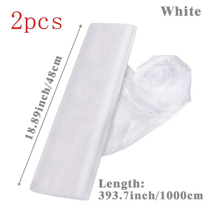 White Wedding Decoration Tulle Roll Crystal Organza Sheer Fabric For Wedding Birthday Party Backdrop Weeding Chair Sashes Decor