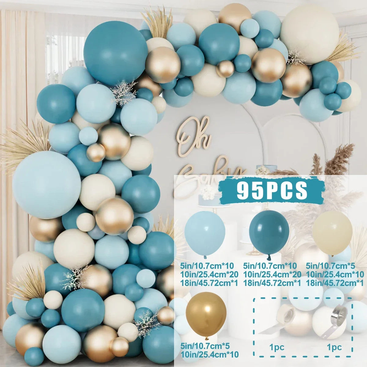 Blue Balloon Garland Arch KIt Wedding Birthday Party Decoration For Kids Baby Shower Gender Reveal Baptism Ballon Baloon Decor
