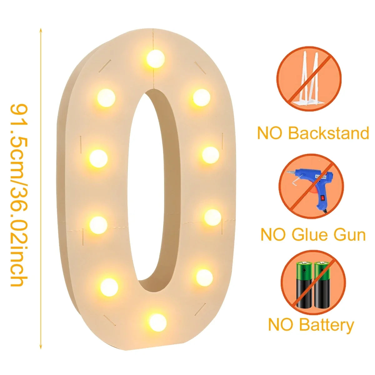 91.5CM Giant Number Led Light Frame 1st Birthday Party Decor Kids Wedding 30th 50th 60th Birthday Party Supplies Baby Shower