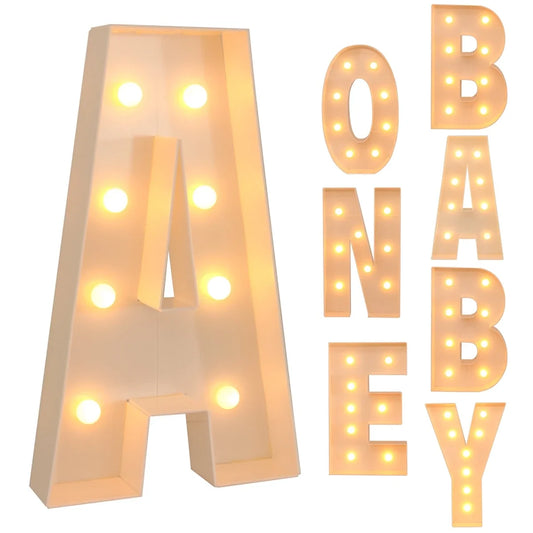91.5CM Giant Letter Led Light Frame Box Baby Shower 1st Birthday Wedding Party Decor Christmas DIY Name Balloon Filling Box