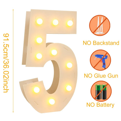 91.5CM Giant Number Led Light Frame 1st Birthday Party Decor Kids Wedding 30th 50th 60th Birthday Party Supplies Baby Shower