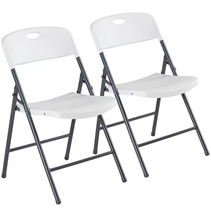 2/4/6 Pack White Plastic Folding Chairs Heavy Duty Metal Frame Indoor Outdoor