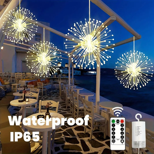 Hanging Firework Light 8 Mode Remote Control Battery Powered Fairy Light,Decoration Lights For Garden,Yard,Holiday,Wedding,Party