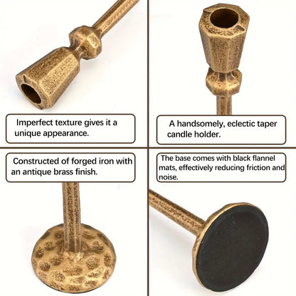 Antique Brass Cast Iron Taper Candle Holders – Set the Mood Instantly