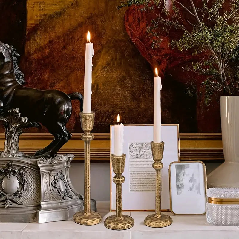 Antique Brass Cast Iron Taper Candle Holders – Set the Mood Instantly