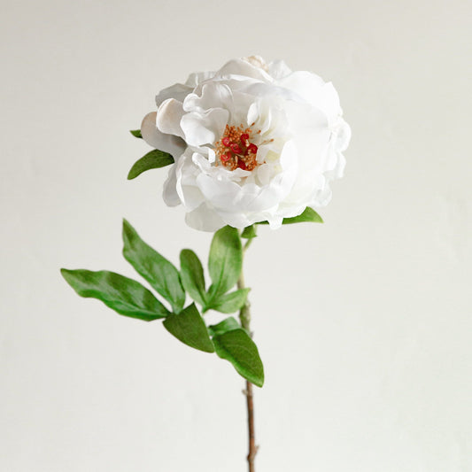 White Peony Spray 22" - Single Stem Artificial Flower
