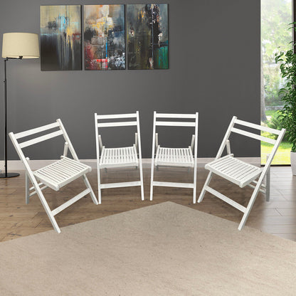 Foldable Solid Wood Special Event Chair Set - Set of 4 (Multiple Colors)