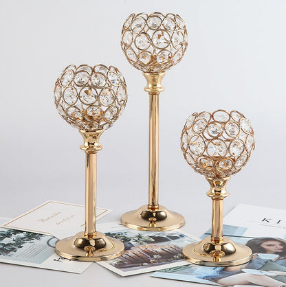 European Mini Crystal Candlestick Creative Metal Ornaments Wedding Hotel Home Candlelight Dinner Props Decoration Accessories